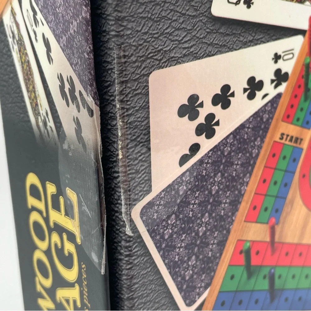 Cribbage Game Solid Wood Folding Board Spin Master Open Box